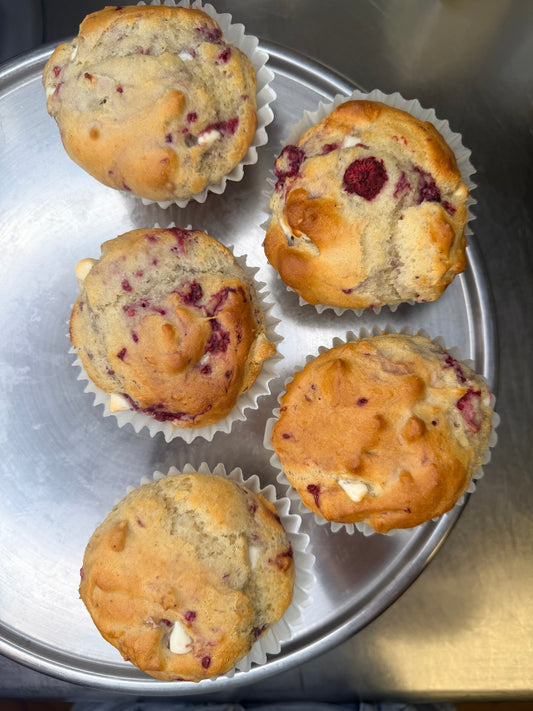 Gluten- Free Raspberry White Chocolate Muffin